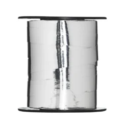 Presentband 25 meter på rulle, 1 cm brett – silver metallic