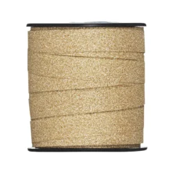 Presentband 25 meter på rulle, 1 cm brett – glitter guld