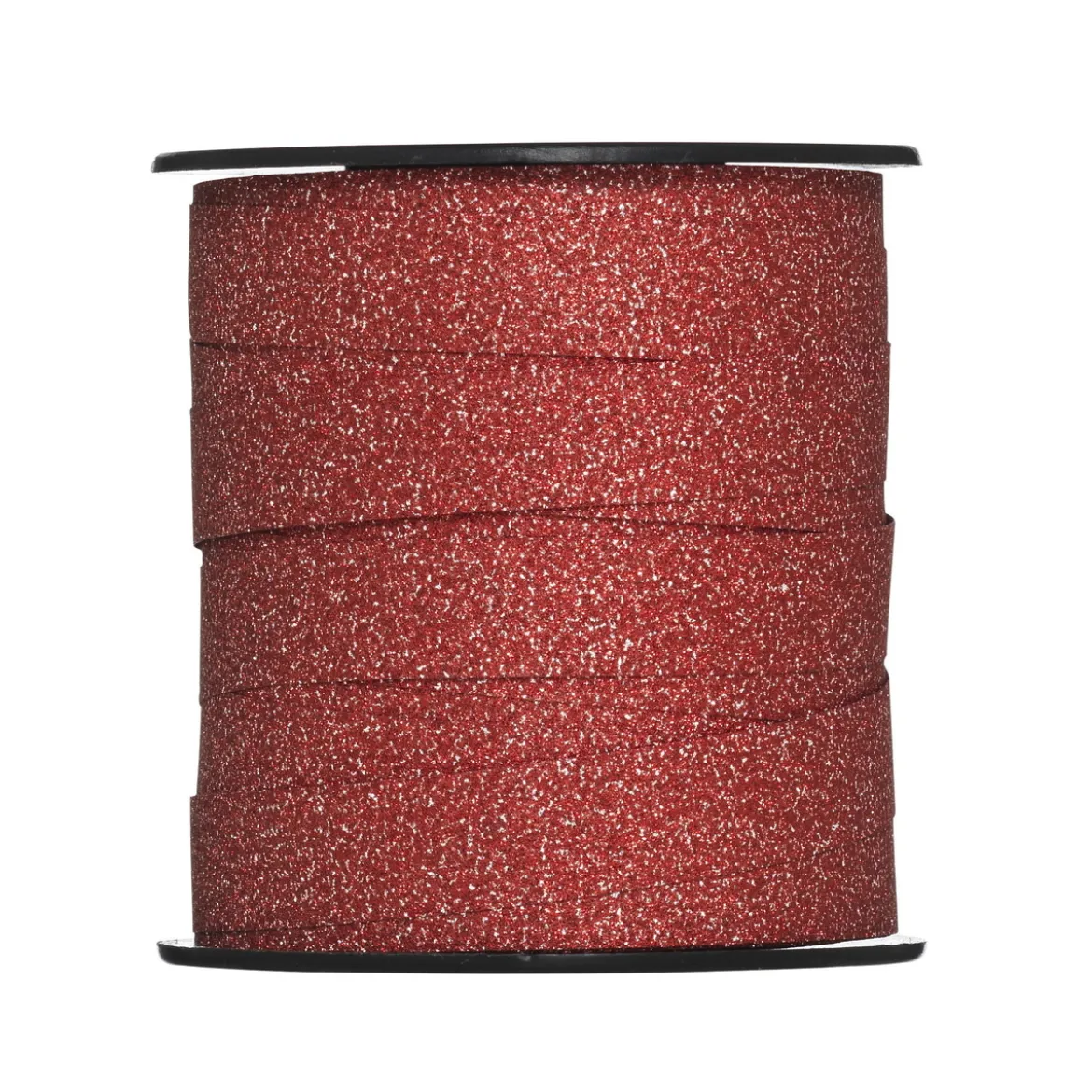 Presentband 25 meter på rulle, 1 cm brett – glitter röd