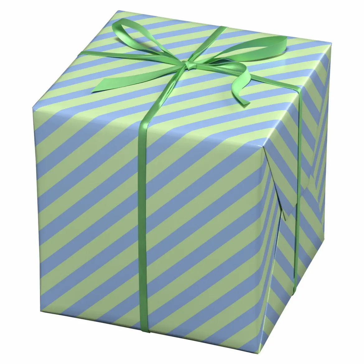Presentpapper på rulle 10 m × 57 cm – randigt i blått och grönt