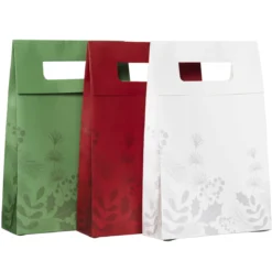 Presentpåsar i 3 olika färger med vintermotiv, storlek 20×30×6 cm, 180 g/m2