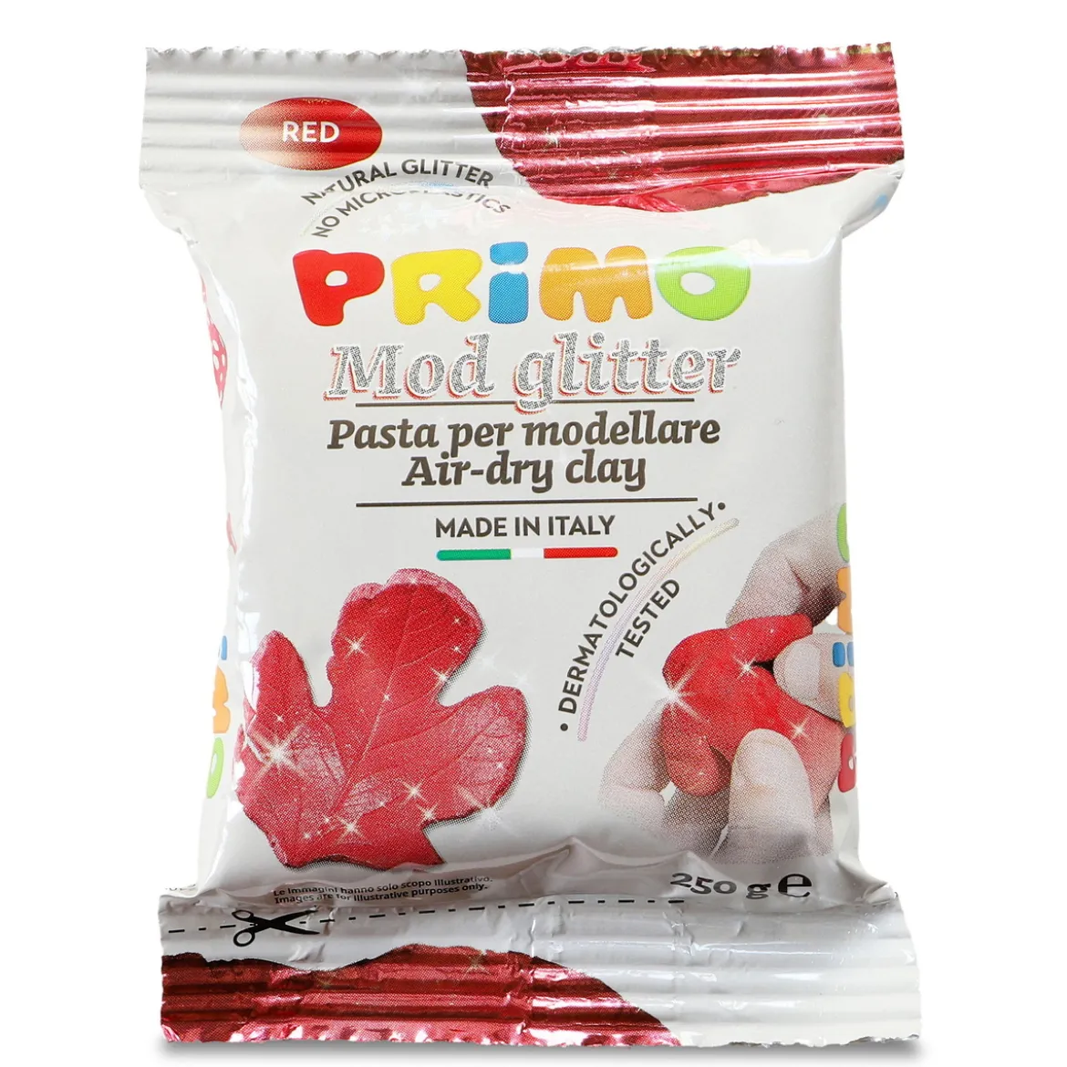 Primo lufttorkande lera med glitter, röd 250 g