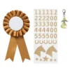 Prisrosett till käpphäst Ø7 cm & stickers i guldigt tema + 1 ängel-charm