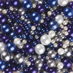 Pärlmix glas blå/silver 130 g