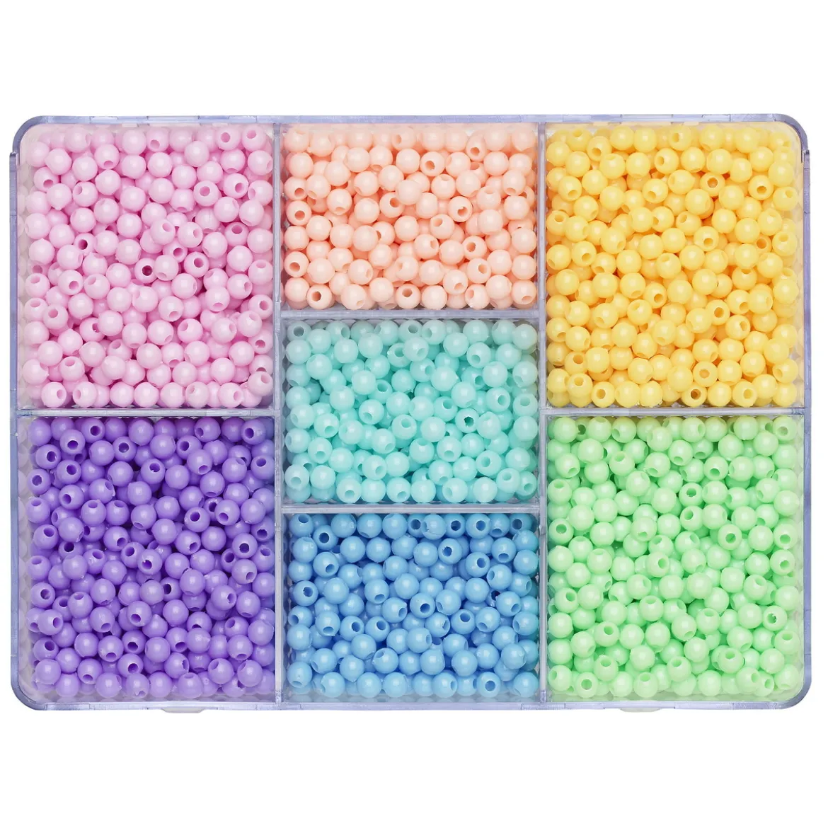Pärlmix med 2850 runda pärlor i pastellfärger, Ø4 mm