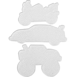 Pärlplattor Midi 3-pack – 3 olika bilar och fordon – för våra rörpärlor som är Ø5 mm