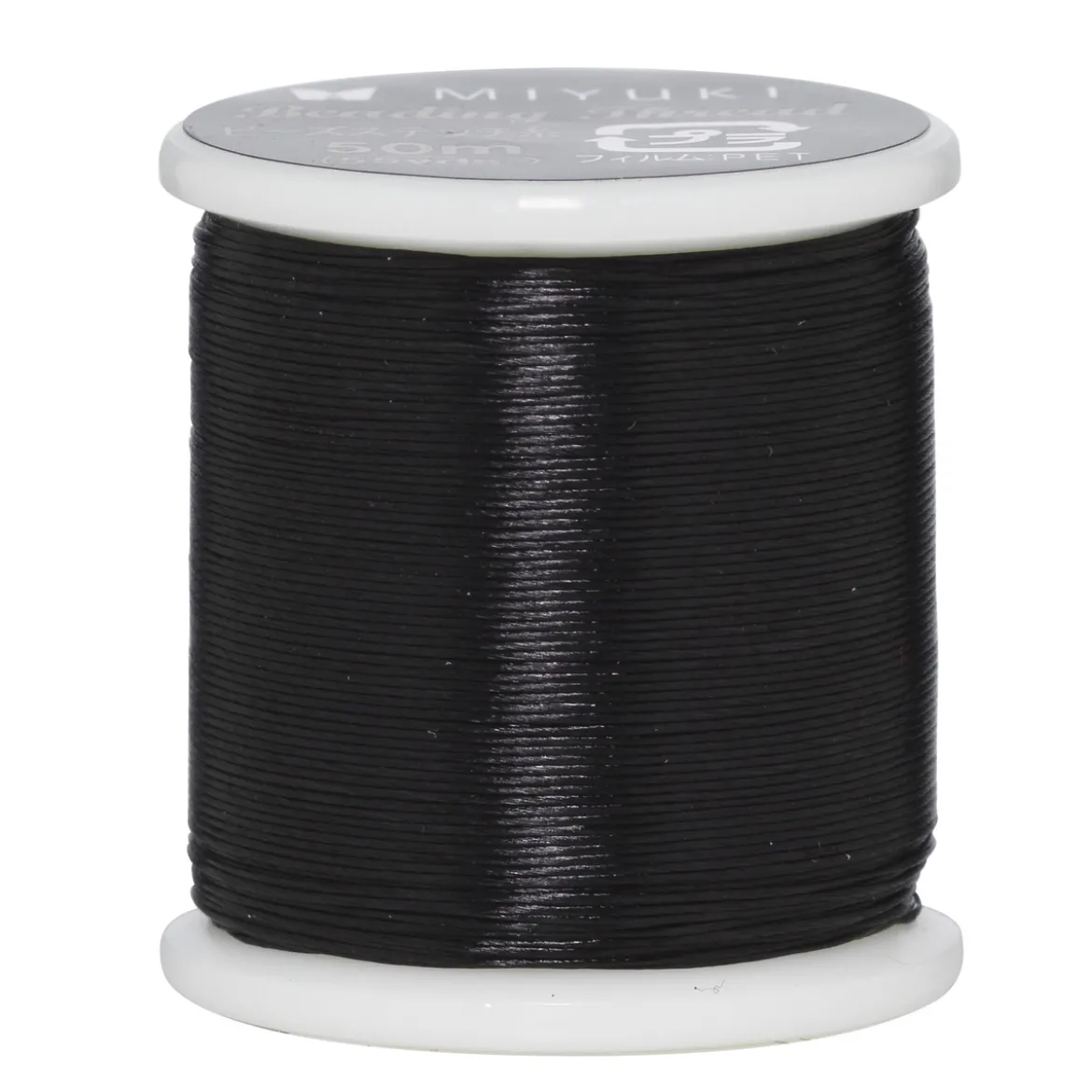Pärltråd Miyuki 50 meter – svart – 0,2 mm i diameter, tillverkad av 100% nylon