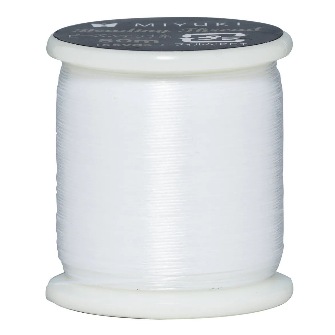 Pärltråd Miyuki 50 meter – vit – 0,2 mm i diameter, tillverkad av 100% nylon