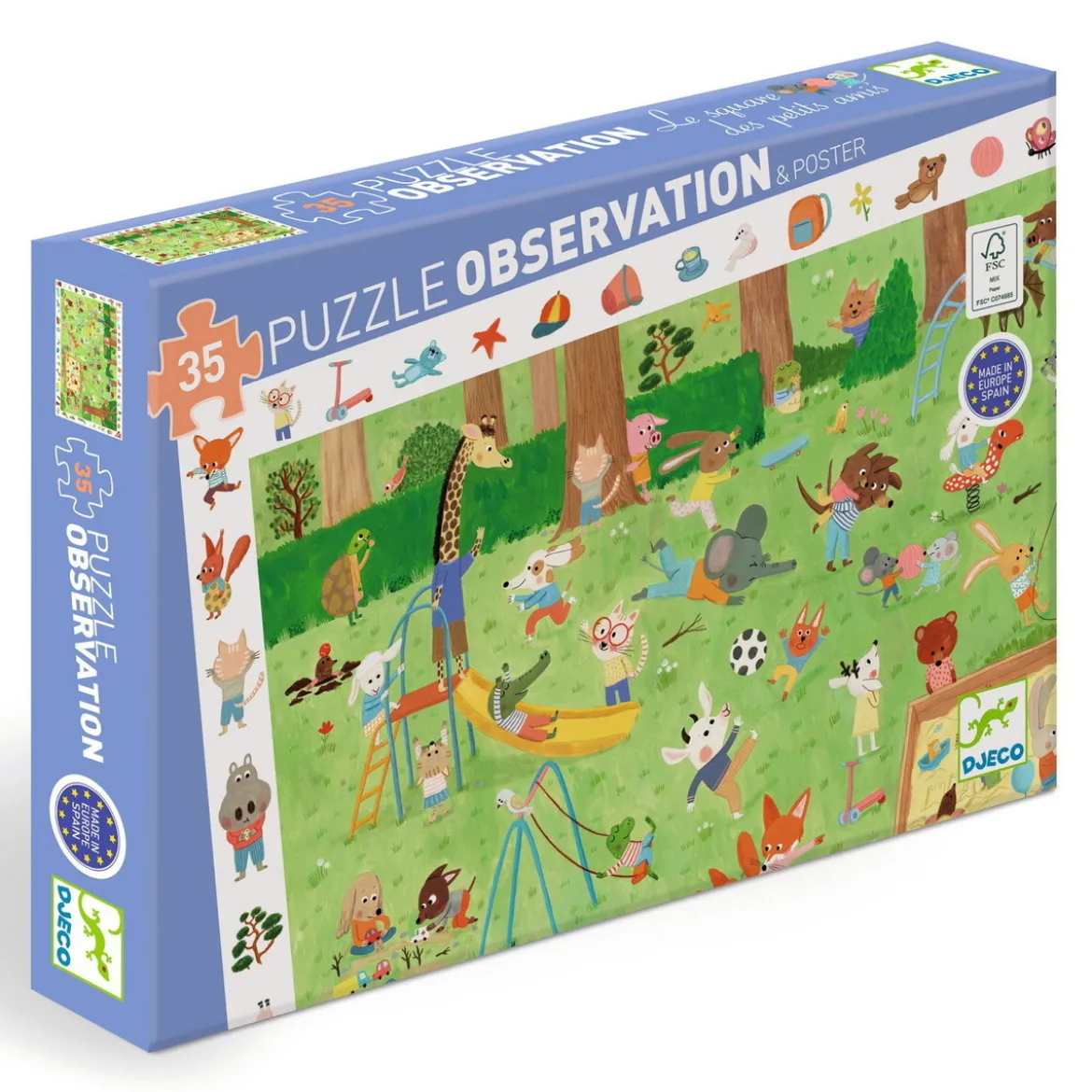 Pussel Little Friends Garden, barnpussel med 35 bitar, 61×38 cm