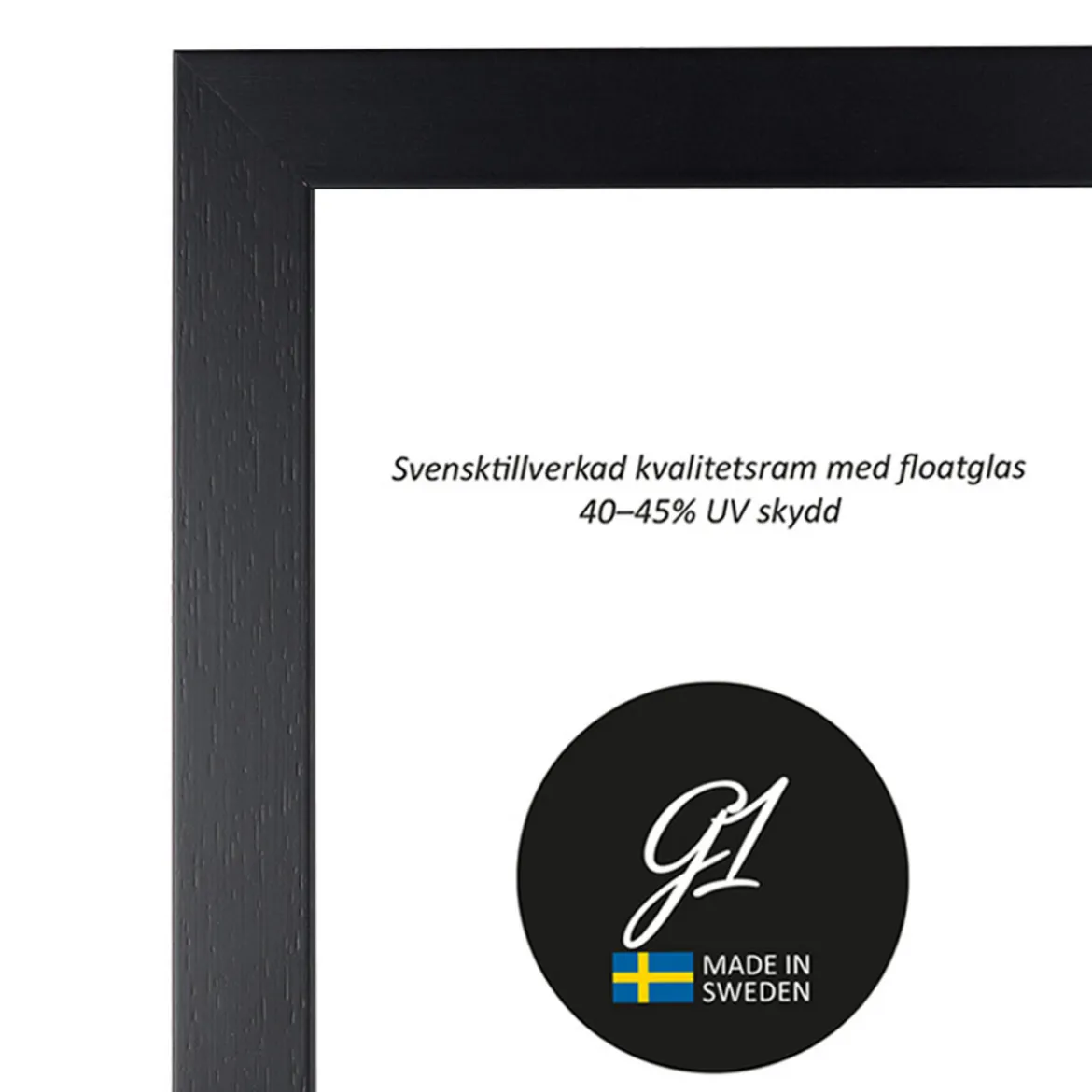Ram 4E svart plattlist 40x40cm
