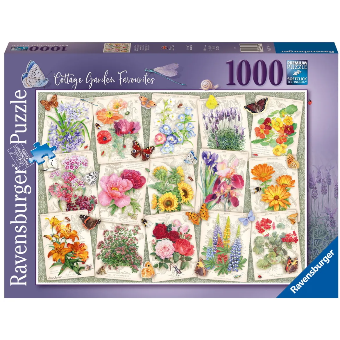 Ravensburger pussel – Cottage Garden Favourites. 1000 bitar, 70×50 cm.