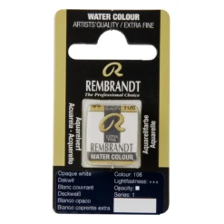 Rembrandt akvarellfärg halvkopp – White Extra Opaque 106