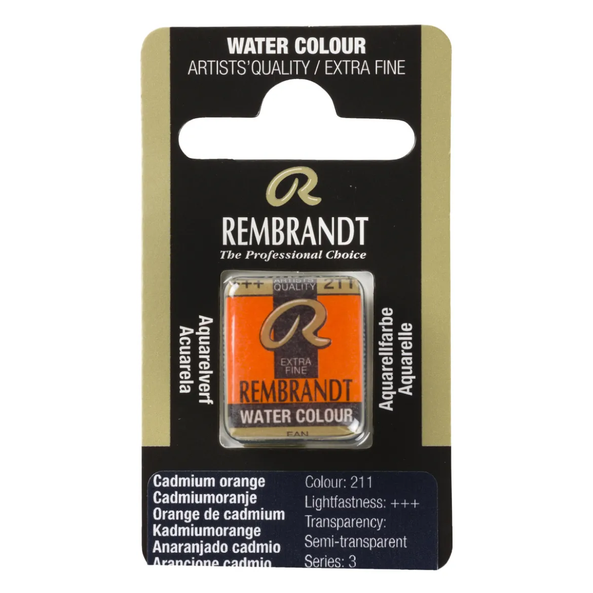 Rembrandt akvarellfärg halvkopp – Cadmium Orange 211