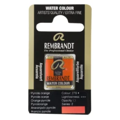 Rembrandt akvarellfärg halvkopp – Pyrrole Orange 278