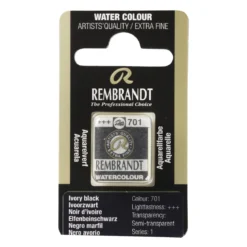 Rembrandt akvarellfärg halvkopp – Ivory Black 701