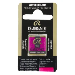 Rembrandt akvarellfärg halvkopp – Quinacridone Rose Magenta 368