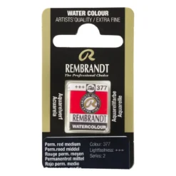 Rembrandt akvarellfärg halvkopp – Permanent Red Medium 377