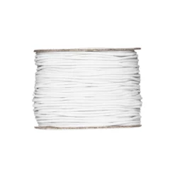 Resårband, elastisk tråd, vit – 50 meter, Ø1 mm tjocklek