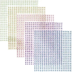 Rhinestone stickers big pack pastell – 2400 små pärlstickers i 5 färger. Ø2 mm
