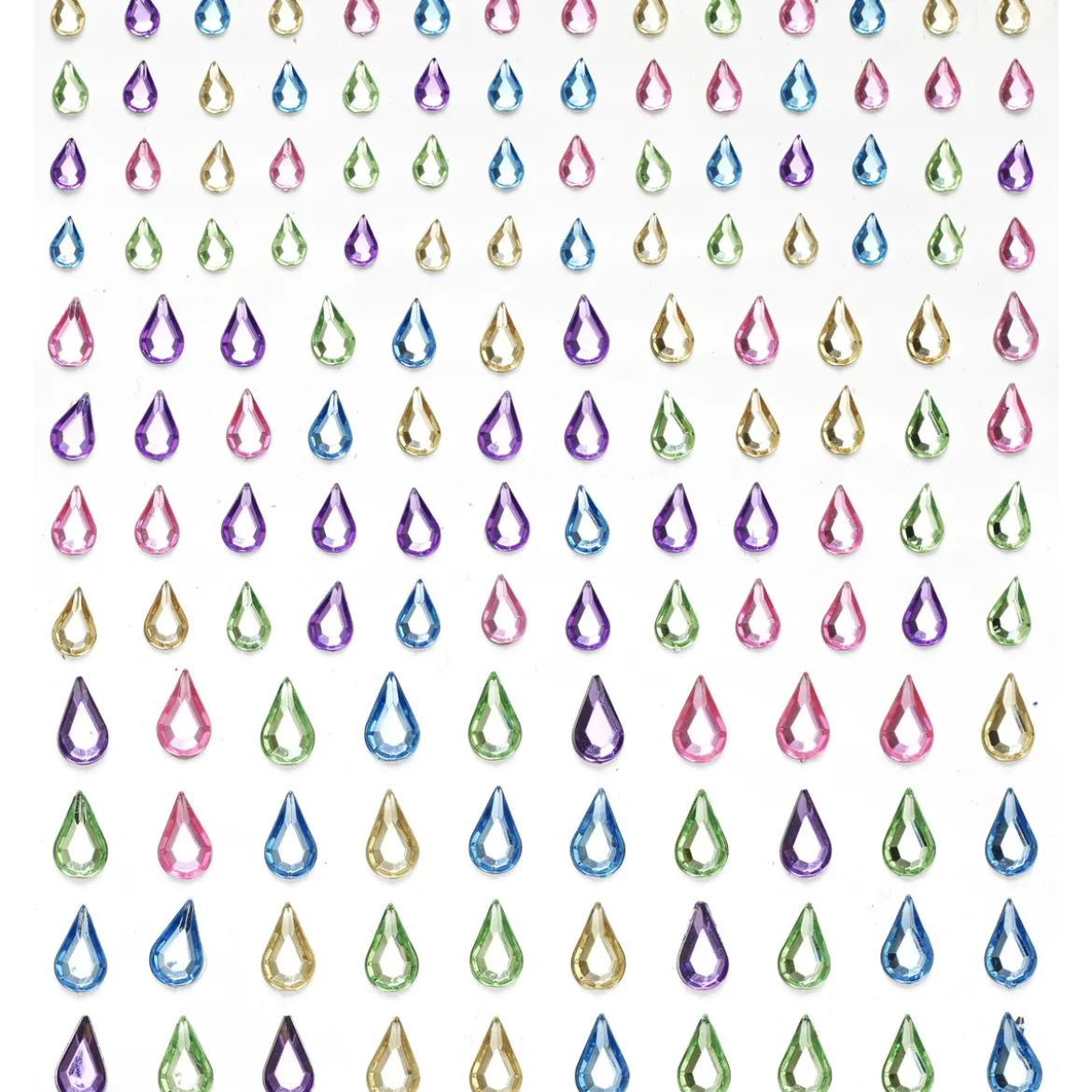 Rhinestone stickers droppar pastell – 288 pastelldroppar. L. 5, 7, 10 mm