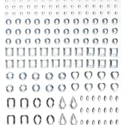 Rhinestone stickers former kristall – 304 olikformade pärlstickers. L. 2–12 mm