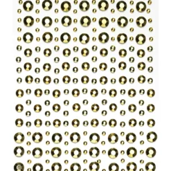 Rhinestone stickers mässingsmetallic – 450 nitformade pärlstickers. Ø3, 4, 5, 7 mm