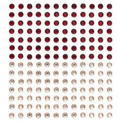Rhinestone stickers – 336 runda fasetterade stickers i rött och rosa. Ø6 mm