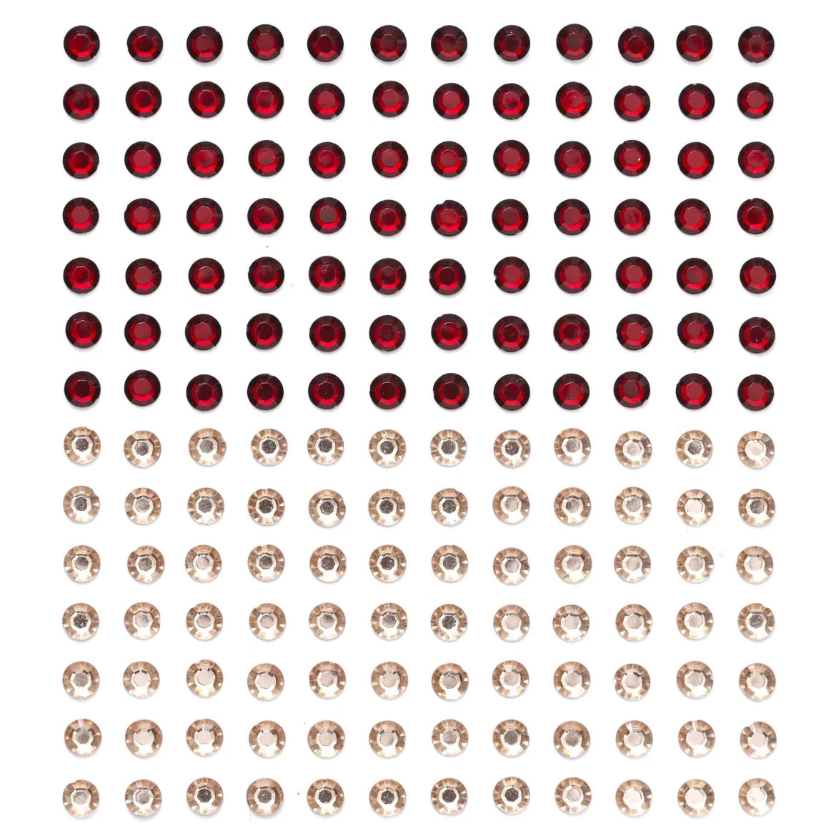 Rhinestone stickers – 336 runda fasetterade stickers i rött och rosa. Ø6 mm