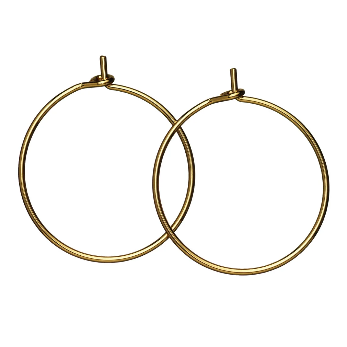 Örhänge creoler Ø20 mm – mässing pläterad med 9 karat guld, 1 par