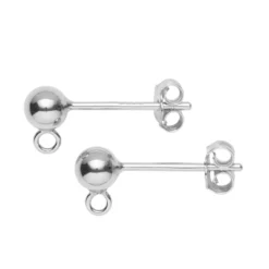 Örhänge stift med kula och ögla – mässing pläterad med 925 sterling silver, 1 par