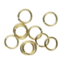 Ringöglor Ø5 mm – mässing pläterad med 9 karat guld, 10 st.