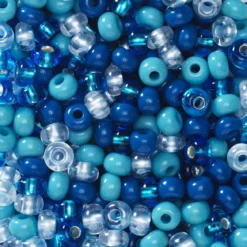 Rocaillespärla 6/0 mix blått & glas, 30 gram glaspärlor à Ø3,7–4,3 mm
