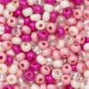 Rocaillespärla 6/0 mix rosa, cerise & glas, 30 gram glaspärlor à Ø3,7–4,3 mm