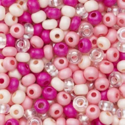 Rocaillespärla 6/0 mix rosa, cerise & glas, 30 gram glaspärlor à Ø3,7–4,3 mm
