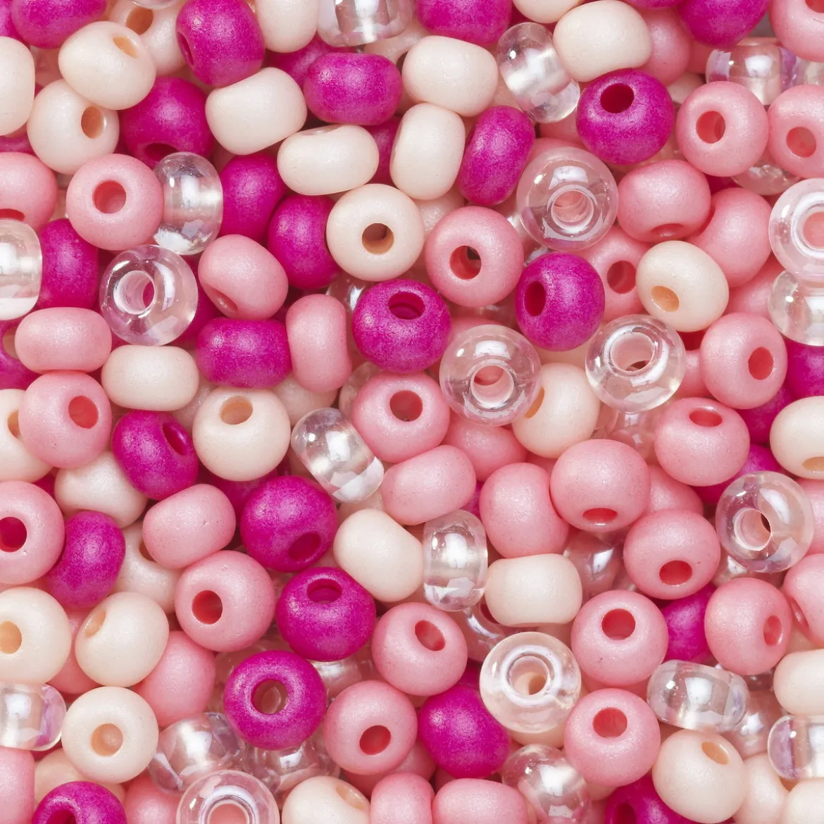 Rocaillespärla 6/0 mix rosa, cerise & glas, 30 gram glaspärlor à Ø3,7–4,3 mm