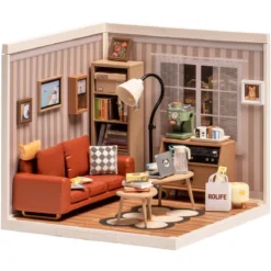 Rolife DIY Super Creator Cozy Living Lounge miniatyr diorama – DW007, 163×163×152 mm