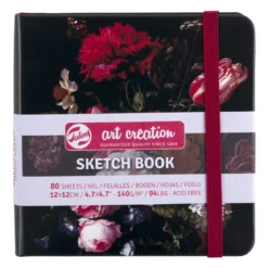 Royal Talens Art Creation Sketch skissbok 12x12 cm, blommigt omslag – 140 g/m², 80 ark