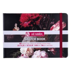 Royal Talens Art Creation Sketch skissbok 21x14,8 cm, blommigt omslag – 140 g/m², 80 ark
