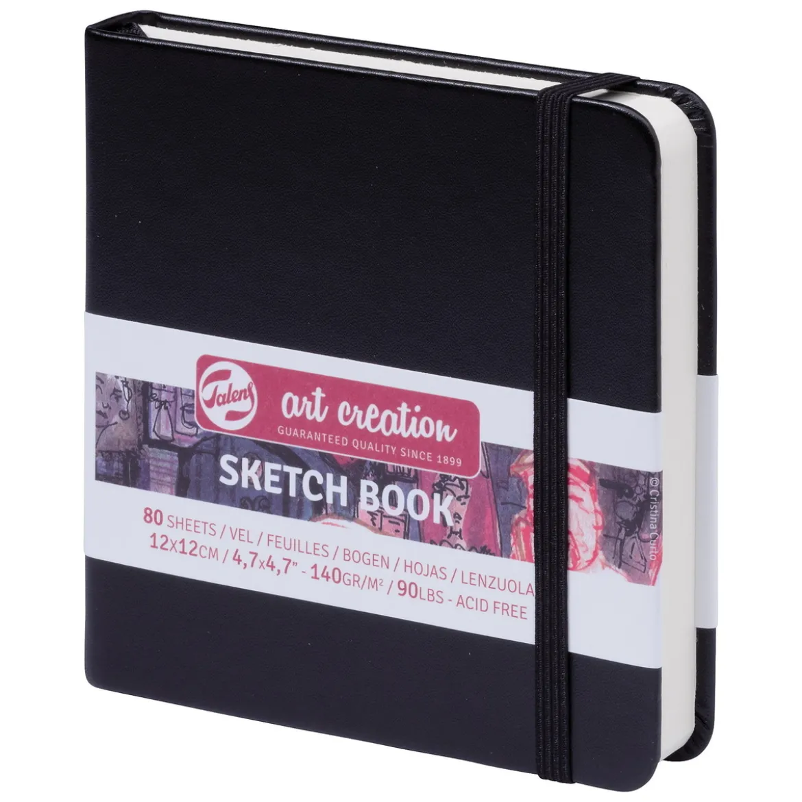 Royal Talens Art Creation Sketch skissbok 12×12 cm, svart omslag – 140 g/m², 80 ark