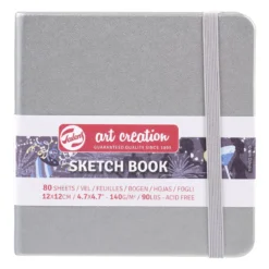 Royal Talens Art Creation Sketch skissbok 12×12 cm, silvrigt omslag – 140 g/m², 80 ark