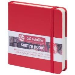 Royal Talens Art Creation Sketch skissbok 12×12 cm, rött omslag – 140 g/m², 80 ark