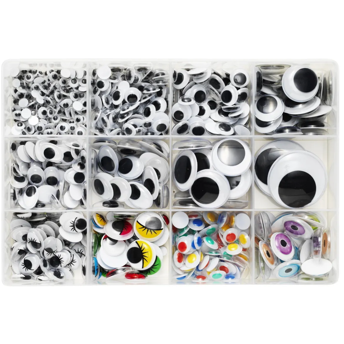 Rörliga ögon mix storpack med ca 650 olika typer av wiggly eyes
