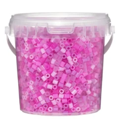 Rörpärlor Midi 4000 st i rosa mix + rosa transparenta glitterpärlor, Ø5 mm