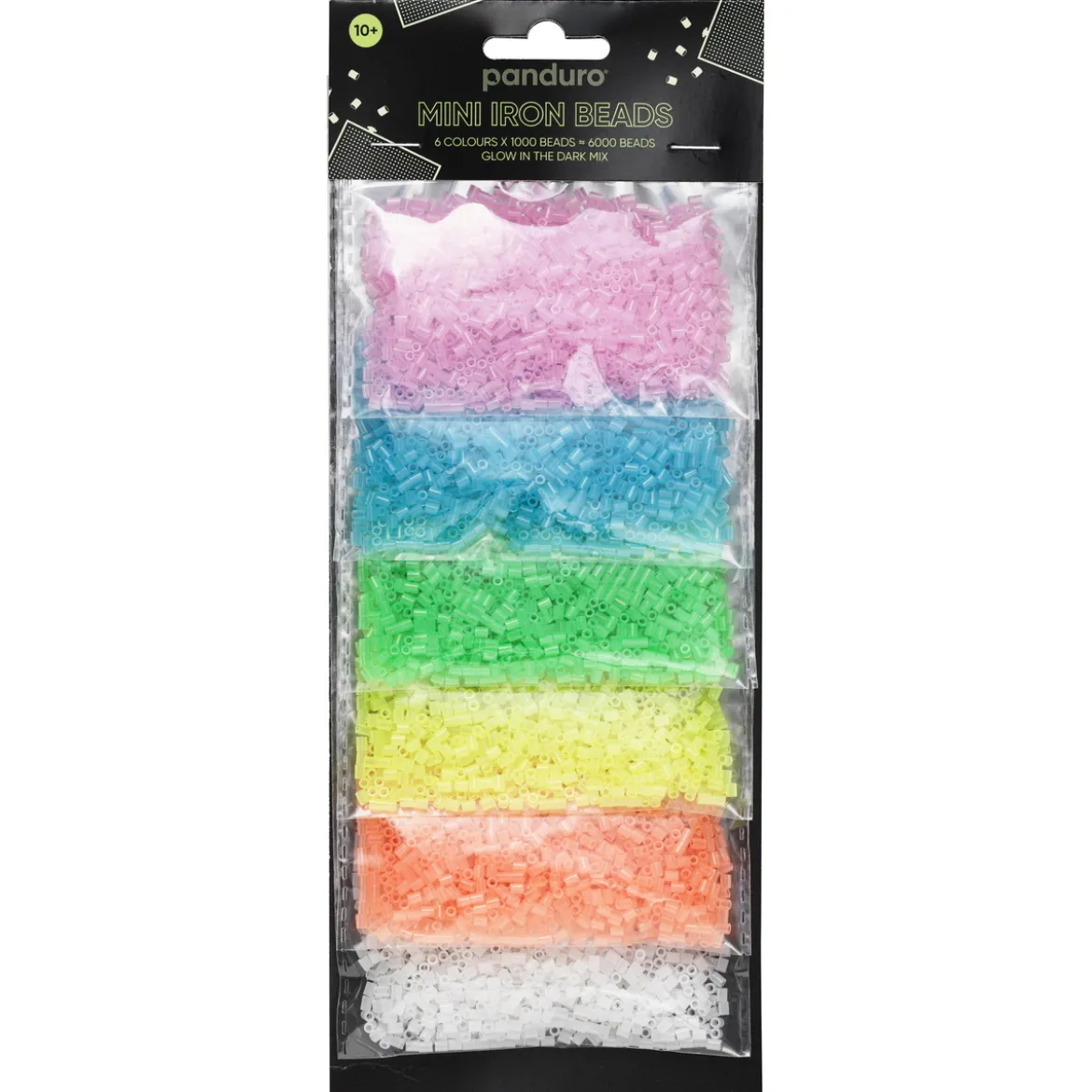 Rörpärlor Mini Glow In The Dark Mix – 6000 självlysande Mini-pärlor som är Ø2,5 mm