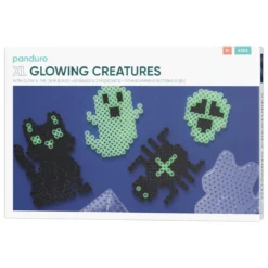 Rörpärlor XL kit Glowing Creatures – 600 svarta & självlysande XL-pärlor + 2 pärlplattor