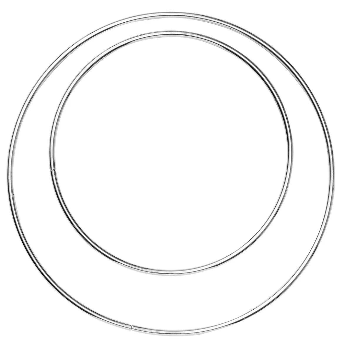 Runda cirkelformade metallringar, förkromade. 2 st. Ø15 & 20 cm