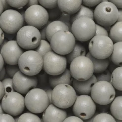 Runda träpärlor Ø10 mm, cirka 100 st. grå