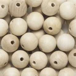 Runda träpärlor Ø12 mm, cirka 75 st. naturfärgade / omålade