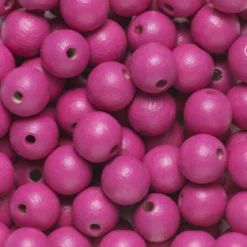 Runda träpärlor Ø10 mm, cirka 100 st. rosa