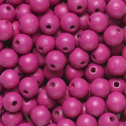 Runda träpärlor Ø8 mm, cirka 150 st. rosa